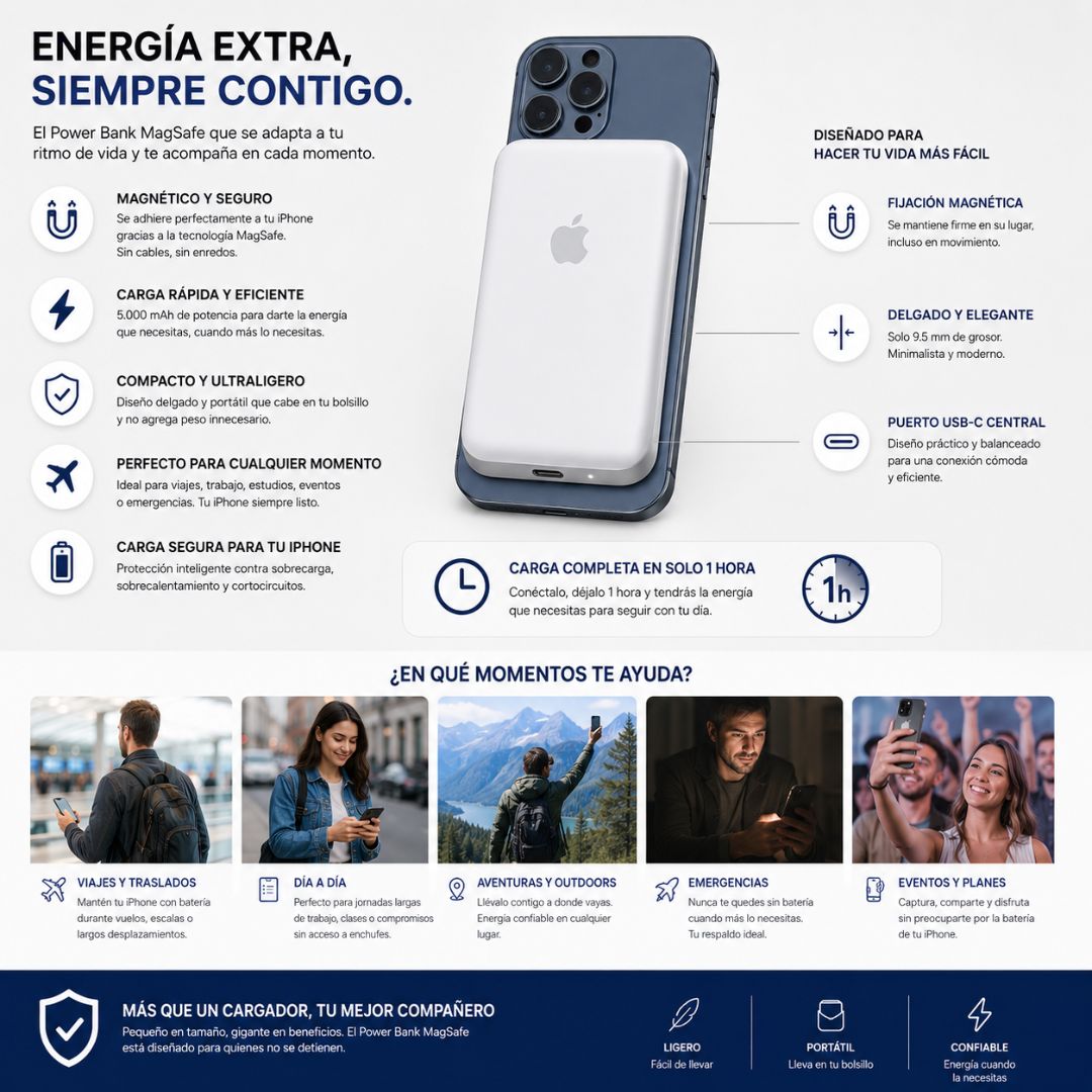 Cargador Portatil Magnetico Powerbank Magsafe 5.000 Mah